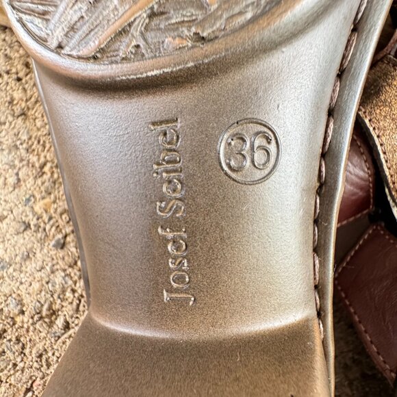 JOSEF SEIBEL BROWN LEATHER SANDALS WOMEN'S US SIZE 6 (EU SIZE 36) COMFORT SHOE - Picture 7 of 13